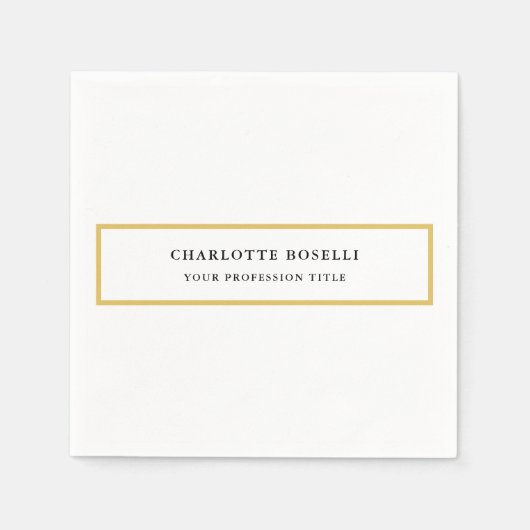 Gouden Kleur Grenzen Wit Minimalistische Professio Servet (Voorkant)
