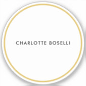 Gouden Kleur Grenzen Wit Minimalistische Professio Sticker (Voorkant)