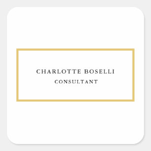 Gouden Kleur Grenzen Wit Minimalistische Professio Vierkante Sticker