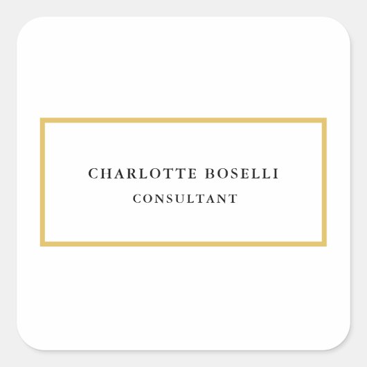 Gouden Kleur Grenzen Wit Minimalistische Professio Vierkante Sticker (Voorkant)
