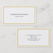 Gouden Kleur Grenzen Wit Minimalistische Professio Visitekaartje (Voorkant / Achterkant)