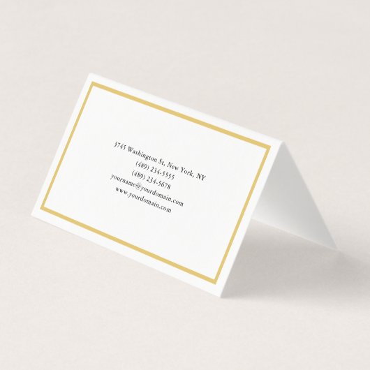 Gouden Kleur Grenzen Wit Minimalistische Professio Visitekaartje (Achterkant)