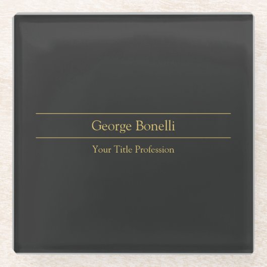 Gouden Kleur Grijs Klassiek Persoonlijk Pas Chic a Glazen Onderzetter (Voorkant)