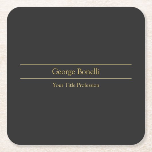 Gouden Kleur Grijs Klassiek Persoonlijk Pas Chic a Kartonnen Onderzetters (Voorkant)