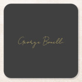 Gouden Kleur Grijs Klassiek Persoonlijk Pas Chic a Kartonnen Onderzetters (Voorkant)