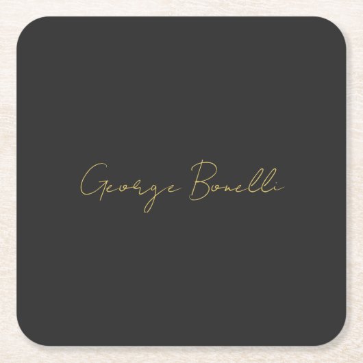 Gouden Kleur Grijs Klassiek Persoonlijk Pas Chic a Kartonnen Onderzetters (Voorkant)