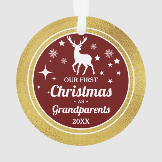 Gouden kleur Grootouders Eerste Kerstmis Ornament (achterkant)