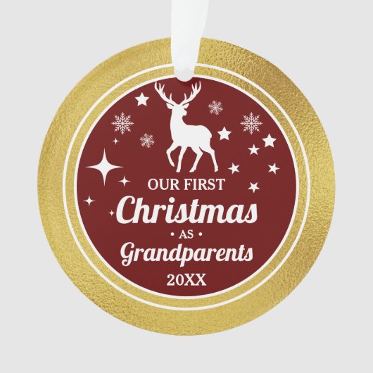 Gouden kleur Grootouders Eerste Kerstmis Ornament (voorkant)
