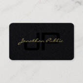 Gouden Kleur Hand Script Luxe Premium Zwart Visitekaartje (Voorkant)