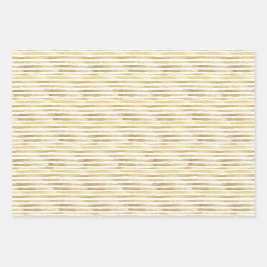 Gouden Kleur Horizontale Geschilderde Strepen Inpakpapier Vel (Voorkant 3)