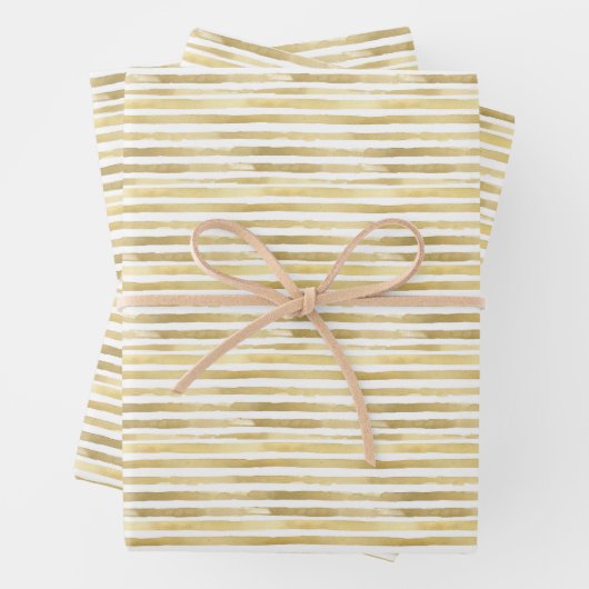 Gouden Kleur Horizontale Geschilderde Strepen Inpakpapier Vel (In situ)