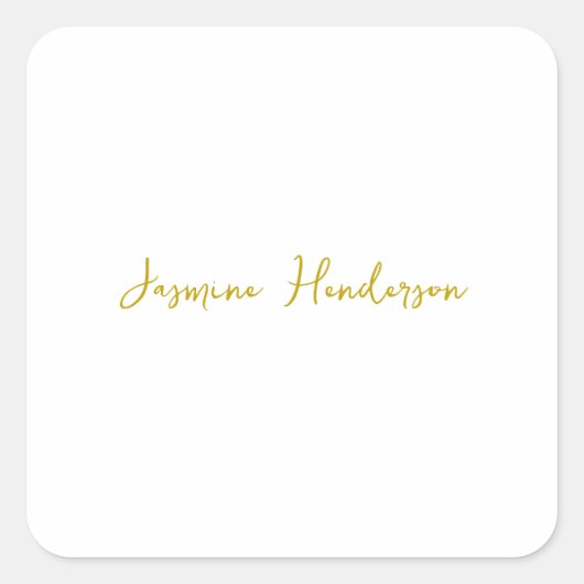 Gouden Kleur Kalligrafie Professionele Aangepaste  Vierkante Sticker (Voorkant)