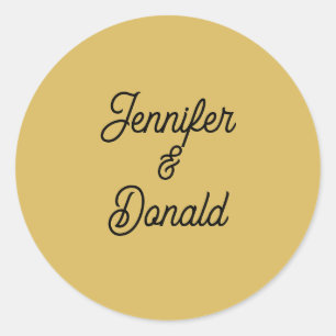 Gouden kleur kalligrafie trendy effen persoonsname ronde sticker