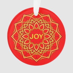 Gouden kleur mandala bloem Joy optionele tekst op Ornament