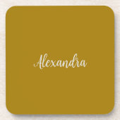 Gouden Kleur Minimalist Plain Naam toevoegen Kalli Bier Onderzetter (Voorkant)