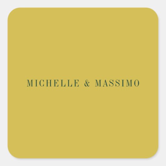 Gouden Kleur Minimalistisch Eenvoudig Modern Vierkante Sticker (Voorkant)