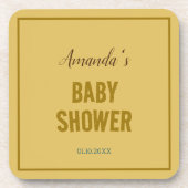 Gouden kleur Modern Minimalistisch Baby shower Bier Onderzetter (Voorkant)