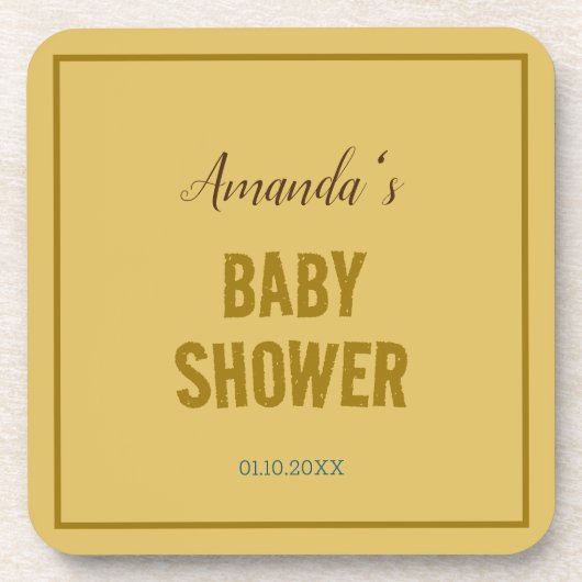 Gouden kleur Modern Minimalistisch Baby shower Bier Onderzetter (Voorkant)