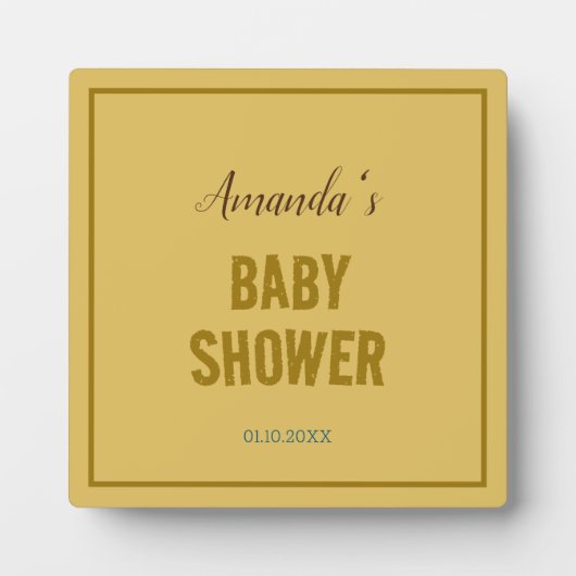 Gouden kleur Modern Minimalistisch Baby shower Fotoplaat (Voorkant)