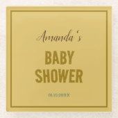 Gouden kleur Modern Minimalistisch Baby shower Glazen Onderzetter (Voorkant)