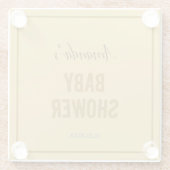 Gouden kleur Modern Minimalistisch Baby shower Glazen Onderzetter (Achterkant)