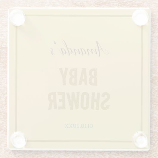 Gouden kleur Modern Minimalistisch Baby shower Glazen Onderzetter (Achterkant)