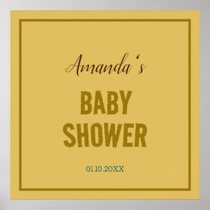 Gouden kleur Modern Minimalistisch Baby shower Poster