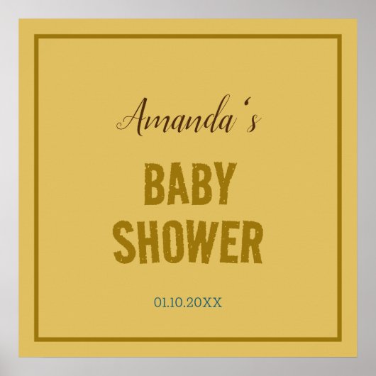 Gouden kleur Modern Minimalistisch Baby shower Poster (Voorkant)