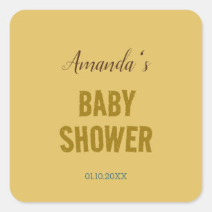 Gouden Kleur Moderne Minimalistische Baby Shower Vierkante Sticker