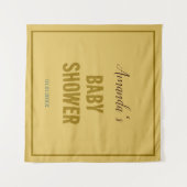 Gouden Kleur Moderne Minimalistische Baby Shower Wandkleed (Voorkant (horizontaal))