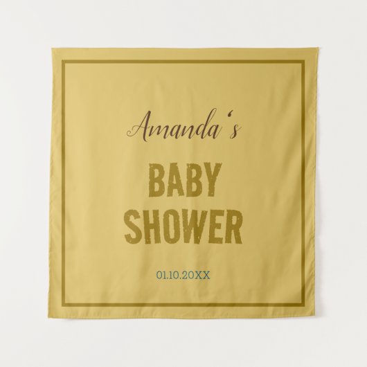 Gouden Kleur Moderne Minimalistische Baby Shower Wandkleed (Voorkant)