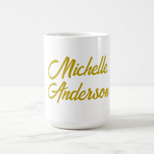 Gouden Kleur Moderne Minimalistische Handgeschreve Koffiemok