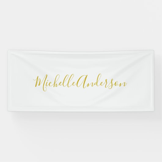 Gouden Kleur Moderne Minimalistische Handgeschreve Spandoek (Horizontaal)