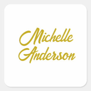 Gouden Kleur Moderne Minimalistische Handgeschreve Vierkante Sticker