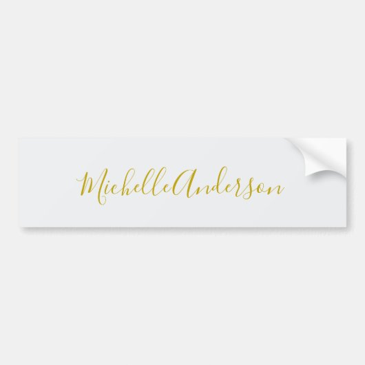 Gouden kleur Moderne Minimalistische Handschrift N Bumpersticker (Voorkant)