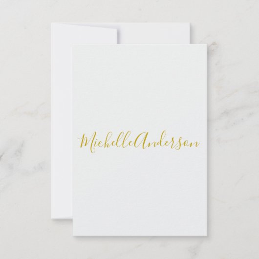 Gouden kleur Moderne Minimalistische Handschrift N RSVP Kaartje (Voorkant)