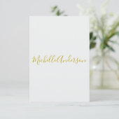 Gouden kleur Moderne Minimalistische Handschrift N RSVP Kaartje (Staand voorkant)