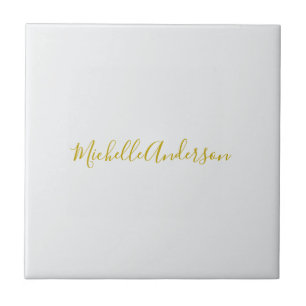 Gouden kleur Moderne Minimalistische Handschrift N Tegeltje