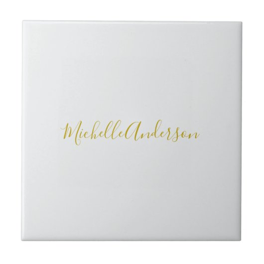 Gouden kleur Moderne Minimalistische Handschrift N Tegeltje (Voorkant)