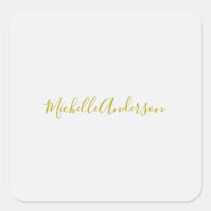 Gouden kleur Moderne Minimalistische Handschrift N Vierkante Sticker