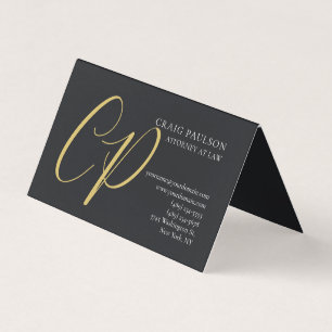 Gouden Kleur Monogram Advocaat Jurist Minimalistis Visitekaartje