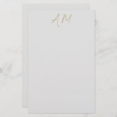 Gouden Kleur Monogram Beginletters Calligrafie Pro Briefpapier (Voorkant / Achterkant)