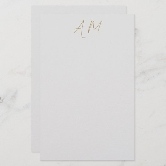 Gouden Kleur Monogram Beginletters Calligrafie Pro Briefpapier (Voorkant / Achterkant)