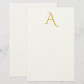 Gouden Kleur Monogram Eerste Letter Professioneel Briefpapier (Voorkant / Achterkant)