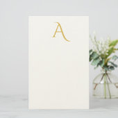 Gouden Kleur Monogram Eerste Letter Professioneel Briefpapier (Staand voorkant)