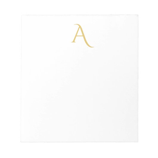 Gouden Kleur Monogram Eerste Letter Professioneel Notitieblok (Voorkant)