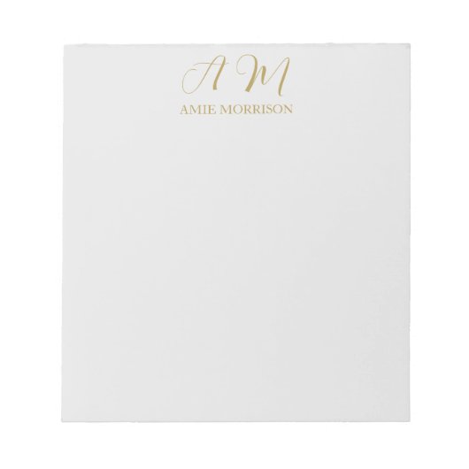 Gouden Kleur Monogram Initiaal Naam Calligrafie Notitieblok (Voorkant)