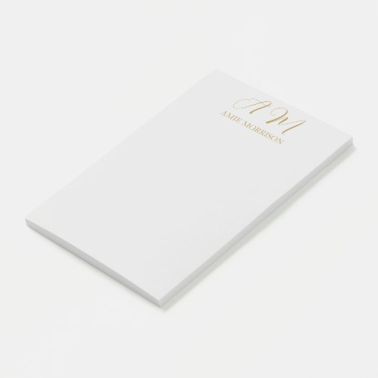 Gouden Kleur Monogram Initiaal Naam Kalligrafie Post-it® Notes (Schuin)