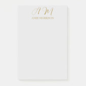 Gouden Kleur Monogram Initiaal Naam Kalligrafie Post-it® Notes (Voorkant)