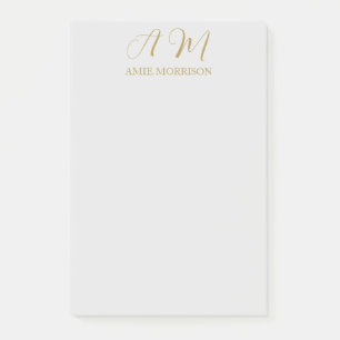 Gouden Kleur Monogram Initiaal Naam Kalligrafie Post-it® Notes